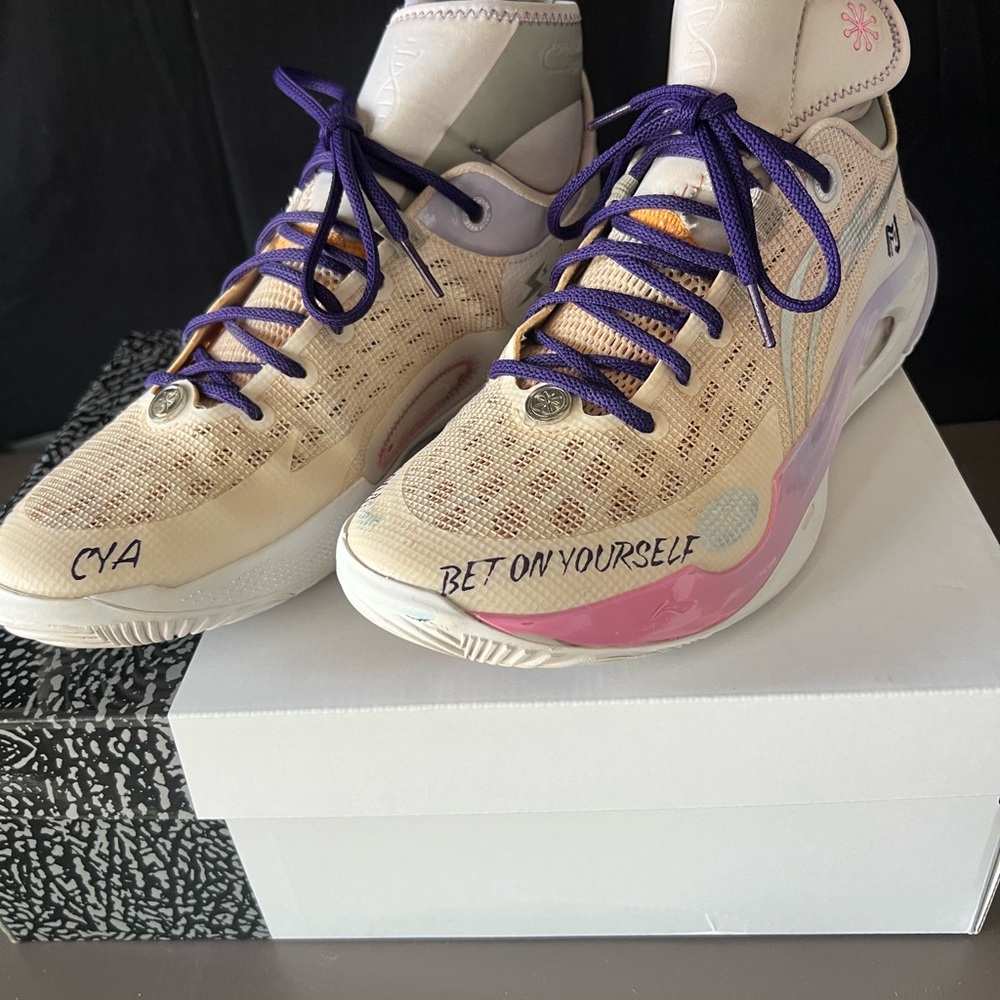 Men's Athletic Shoes with Purple and Pink Accents